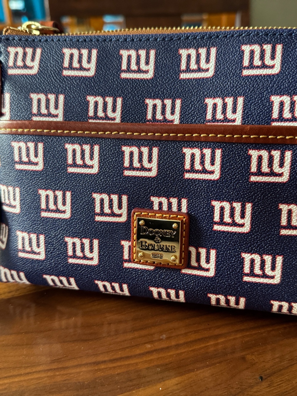 Dooney & Bourke Navy and Brown NY  Giants Logo crossbody bag NWT
